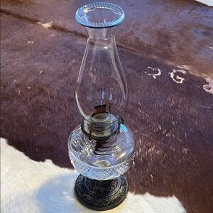 Antique P&A Mfg Co Glass Oil Lamp with Eagle Burner 17"High